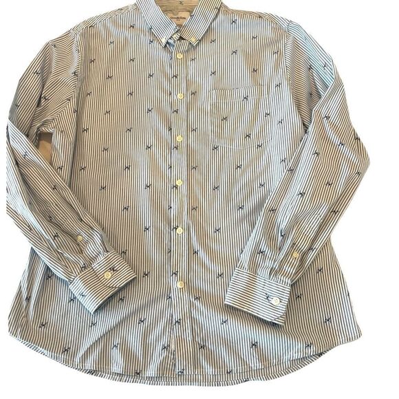 Goodfellow & Co Dog Print Button Down Northrop Striped Shirt Slim XL - Picture 1 of 10